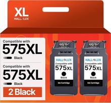 HALLOLUX PG-575XL juodos spalvos, 575XL spausdintuvo kasetės, suderinamos su "Canon" 575 kasetėmis, skirtomis PIXMA TS3550i TS3551i TR4750i TR4751i (2 vnt.), juodos spalvos