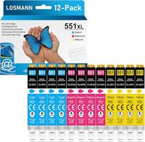 LOSMANN 551 XL spausdintuvo kasetės, suderinamos su "Canon" PGI-550 CLI-551, skirtos "Pixma" MX725 MX925 MX920 MG5650 MG5550 MG6650 iP7250 iX6850 iP7200 MG5400 MG6350 MG644 50 50 MG450 MG7150 MG7500 (12 pakuočių)