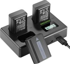 NEEWER NP-FW50 atsarginių baterijų ir įkroviklio rinkinys, 3 pakuotės 1100 mAh baterijų ir USB įkroviklis su trimis lizdais, suderinamas su "Sony ZV-E10", A7, A7, A7R, A7RII, A7II, A7SII, A7S, A7RII, A6300, A6400, A6500