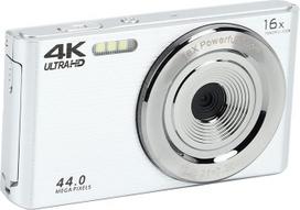 Skaitmeninis fotoaparatas 4K 44MP HD mini fotoaparatas, 2,8 colio 16x skaitmeninis priartinimas, smūgiams atsparus kompaktiškas fotoaparatas, fotografavimo kamera (sidabrinė)