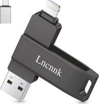 USB atmintinė 256GB telefonui MFi sertifikuota USB 3.0 "Lightning" nuotraukų atmintinė, 3 in 1 "Flash" diskas, išorinė USB atmintinė USB C atsarginė kopija "iOS" / "iPad" / "Android" / kompiuteriui, juoda