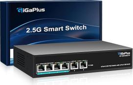 6 prievadų 10Gb POE nevaldomas eterneto komutatorius su 4*2,5G Base-T prievadais, 2*10G RJ45 prievadais.