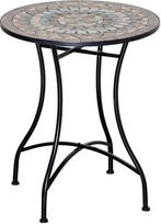 Outsunny sodo staliukas mozaikinis staliukas apvalus bistro staliukas mozaikinis stalviršis keraminis metalinis žalias+smėlio+baltas Ø60cm