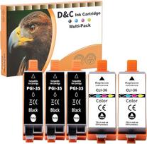D&C PGI-35 CLI-36 spausdintuvo kasetės, suderinamos su "Canon" PGI-35 CLI-36 kasetėmis, skirtomis "Pixma" IP100 IP100V IP100WB + baterija, IP110 IP110WB + baterija, TR150 TR150WB + baterija, TR160 MINI260 (5 vnt.)