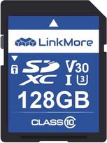 LinkMore SD kortelė 128GB, XV13 SDXC atminties kortelė, UHS-I, U1, V30, atminties kortelė fotoaparatui, skaitymo greitis iki 98MB/s, įrašymo greitis iki 75MB/s