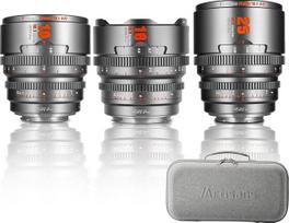 "7artisans" 10 mm/16 mm/25 mm T2.1 kino objektyvo S35 rėmelių rinkinys, suderinamas su "Canon RF-S" laikikliu, skirtas RED Komodo/Komodo X/Canon C70/R7/R50/R10 (titano pilka)