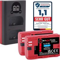 "Baxxtar" 2 x LP-E6 akumuliatorius 2250 mAh su dvigubu įkrovikliu (LCD USB-C Micro USB) Suderinamas su "Canon EOS 5D Mark II III IV 5DS R R5" 6D 7D 60D 60Da 70D 80D 90D XC10 XC15 XC 10 15 WFT-E5 E7 LPE6 LP E6