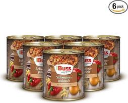 "Buss Rustic Dishes" - kiaulienos guliašas su makaronais ir paprikomis - ilgai išliekantis paruoštas maistas greitam pašildymui mikrobangų krosnelėje ir puode - 6 x 800 g