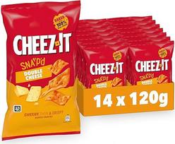 "Cheez-It Snap'd" dvigubo sūrio traškučiai (14 x 120 g), plonos, traškios tekstūros sūrio traškučiai, kepti užkandžiai su 100 % tikru sūriu, be dirbtinių dažiklių ir kvapiųjų medžiagų