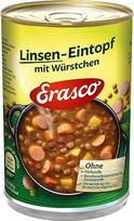 "Erasco" lęšių troškinys su dešrelėmis (1 x 400 g), paruoštas vos per 5 minutes - rinktinės daržovės - tiesiog skanus - be jokių įmantrybių