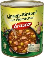"Erasco" lęšių troškinys su dešrelėmis (800 g) Paruoštas maždaug per 5 minutes - su daugybe daržovių - be jokių priedų - tiesiog skanus