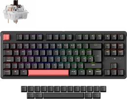 "Keychron C3 Pro QMK/VIA" jungiklis, programatoriaus barzda, žaidimų jungiklis 87 Tangent Hot-Swap RGB apšvietimas Mac/Windows/Linux (rudas jungiklis)