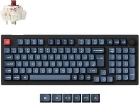 "Keychron V5 Max QMK" belaidė mechaninė klaviatūra, DE-ISO, 100 programuojamų klavišų, "Bluetooth" / 2,4 GHz / laidinė, su RGB "Gateron Brown" jungikliu, keičiamu karštuoju būdu