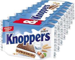 "Knoppers" įdarytos vaflinės riekelės su pieno kremu ir riešutų kremo įdaru 8 x 25 g