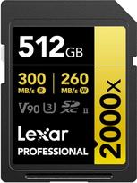 "Lexar" profesionali SD kortelė 512GB, SDXC UHS-II atminties kortelė be skaitytuvo, iki 300MB/s skaitymo greitis, 10 klasė, U3, V90 SD atminties kortelė, skirta DSLR, kino kokybės vaizdo kameroms