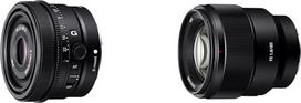 "Sony SEL40F25G" pilno formato FE 40 mm F 2.5 G - aukščiausios klasės G serijos objektyvas su fiksuotu židinio nuotoliu ir SEL-85F18 portretinis objektyvas