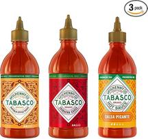 "Tabasco Squeeze Hot Sauce Multipack" - aštrių aštrių padažų rinkinys su 3 x lengvai išspaudžiamais 256 ml buteliukais - be glitimo, konservantų ir riebalų (Sriracha, Buffalo, Salsa Picante)