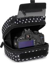 "USA Gear" DSLR fotoaparato dėklas su suformuotu EVA kietuoju korpusu, greitos prieigos prievadu, paminkštintu vidumi ir guma dengta rankena, suderinamas su "Nikon", "Canon" ir kitais fotoaparatais (Polka Dot)