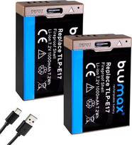 2 x "Blumax" atsarginė baterija "Canon LP-E17" | 1000 mAh - su C tipo USB įkrovimo lizdu / NTC jutikliu ir V1 korpusu - skirta EOS RP R8 R100 M6 - (iš dalies iššifruota)