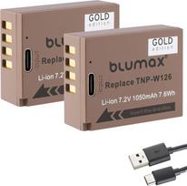 2 x "Blumax" atsarginė baterija "Fujifilm NP-W126s" | 1050 mAh - "Fuji NP-W126" | - su C tipo USB įkrovimo prievadu - X-M5 X100F X100VI X-A3 X-T3 X-T30 II X-M5 X-T50