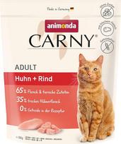 animonda Carny Cat Dry Food Chicken + Beef (1 x 350 g), sausas ėdalas suaugusioms katėms, sausas ėdalas katėms be grūdų ir cukraus, sausas ėdalas katėms su 65 % mėsos
