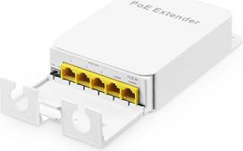 Lauko Gigabitinis PoE PoE pralaidumo jungiklis, 1 PoE įėjimas, 4 PoE išėjimai, IEEE802.3af/at/bt PoE maitinimas 90 W, 10/100/1000Mbps Ethernet, montavimas ant sienos, atsparus vandeniui, Plug and Play