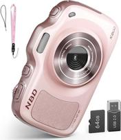 NBD 64MP 4K kompaktinė kamera, 16x priartinimas su automatiniu fokusavimu, 120g Ultra-Leicht, 16 filtrų - Inkl. 64GB TF kortelė (Rosa)