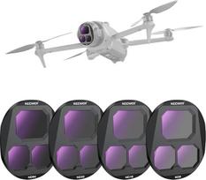 NEEWER ND filtrų rinkinys, suderinamas su DJI Mavic 4 Pro (ND8/ND16/ND32/ND64), 4 vnt., daugiasluoksnis optinis stiklo filtras pilkos spalvos dronų fotoaparatų objektyvams su magnetine laikymo dėžute FL-C44