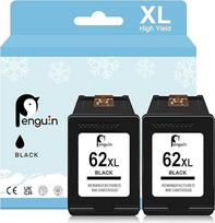 Penguin Remanufactured Ink Cartridge Replacement for HP 62xl 62 XL (2 Black) for ENVY 5544 5540 5545 5644 5646 5548 7640 Officejet 200 250 258 5740 5744 8045 Printer