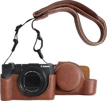 Rieibi Canon V1 Kameratasche, PU-Leder Kameratasche für Canon PowerShot V1 Kamera, abnehmbare Schutzhülle mit verstellbarem Schultergurt
