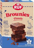 RUF "Classic Brownies" kepimo mišinys sultingiems amerikietiško stiliaus šokoladiniams pyragaičiams su šokolado trintuvu ir kepimo forma, 12 pyragaičių, 366 g