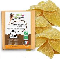 [MA] bio-épicerie | Ekologiškas cukruotas imbieras, supjaustytas griežinėliais | 440 g | Didelis paketas maišelyje | Sertifikuota ekologiška pakuotė | Cukruoti vaisiai | Be konservantų | Idealiai tinka kepimui ir užkandžiams