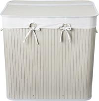 Noris Nordis - Bamboo Laundry Basket with 3 Compartments - Grey - 60 x 40 x 60 cm