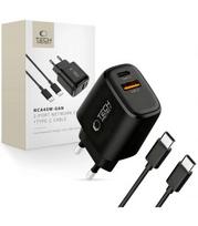 Juodas 1xUSB-A + 1xUSB-C PD45W / QC3.0 pakrovėjas + USB-C - USB-C 100cm laidas "Tech-Protect NCA45W-GAN 2-Port"