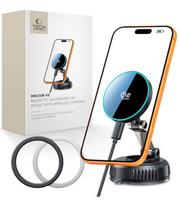 Juodas automobilinis magnetinis telefono laikiklis su 25W belaidžiu krovimu "Tech-Protect MM25W-V8 QI2.2 Dash & Vent"