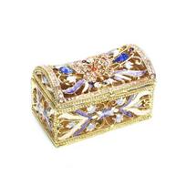 Metalinė ažūrinė dėžutė papuošalams skrynutė geltona, 6.5x3.5 H4.5cm