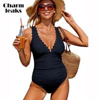 „Charmleaks One Piece“ maudymosi kostiumėlis, moteriškas petnešomis „Wavy Edge V“ apykakle, maudymosi kostiumėlis Seksualus „Monokini“ maudymosi kostiumėlis S-XL S