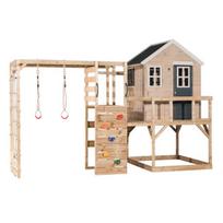 Vaikų medinė žaidimų aikštelė, žaidimų namelis, Wendi Toys M21G-G, pilka, 360 x 197 x 242 cm