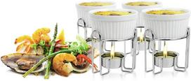 Keraminių sviesto pašildytuvų rinkinys, 6 oz, fondiu ir padažams, 4 vnt