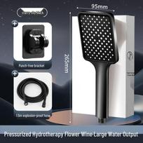 High-Pressure Square Rain Shower Head with Handheld Spray - Large Panel for Generous Water Flow. Single Shower Head gray