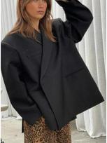 European & American Women's 3-Color Lapel Side Button Blazer Jacket Medium chaki