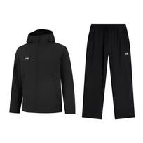 Li-Ning Minimalist Fashion Warm Windproof Comfortable Versatile Hooded Cardigan Jacket Casual Sports Suit Unisex outerwear Black AFDVF91-1+YYKV299-1 S