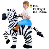 Kids Inflatable Zebra Ride On Costume Funny Blow Up Animal Outfit For Boys Girls Halloween Carnival Party Dress Up Cosplay One Size