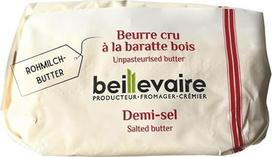 "Beillevaire" prancūziškas žaliavinio pieno sviestas *su fleur de sel* (Beurre cru demi-sel) - tradiciškai gaminamas žaliavinio pieno sviestas iš medinės statinės, 125 g (1 pakuotė, 125 g)
