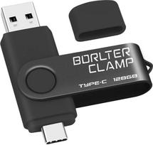 "BorlterClamp" C tipo USB atmintinė 128GB, 2 in 1 OTG atmintinė USB 3.0 su dvigubu USB C prievadu, skirta "Android" išmaniesiems telefonams "Samsung S10/S9/S8", "Huawei", planšetiniams kompiuteriams ir kompiuteriams (juoda)