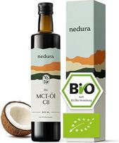 "nedura Organic MCT Oil C8" - pagamintas iš 100 % ekologiško kokosų aliejaus - egzogeniniai ketonai - išpilstytas nuosavoje Vokietijos gamykloje - aukštos kokybės, grynas, veganiškas ir bekvapis - 500 ml stiklinis buteliukas