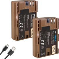 2 x "Blumax" baterija, suderinama su "Canon" LP-E6NH | 2600 mAh - | LP-E6N LP-E6 su C tipo USB įkrovimo prievadu | "Canon EOS R Ra R5 R6 II R7-6D 7D 80D 90D - XC15
