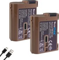 2 x "Blumax" baterija, suderinama su "Nikon" EN-EL15c, 2400 mAh, EN-EL15b, EN-EL15a, EN-EL15, EN-EL15, C tipo USB įkrovimo lizdas, NTC jutiklis ir V1 korpusas, skirtas Z8 Z7 II Zf