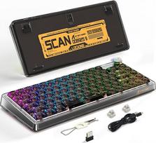 Attack Shark K75 75% TKL Mechanische Spiele Tastatur, BT5.0/2,4G/USB-C RGB Kompakt Tastatur, anpassbare transparente Tastatur mit Knopf, aktualisierter Hot-Swap Linearschalter, 4000mAh- Schwarz