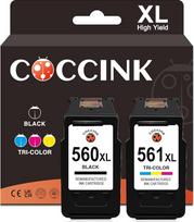 COCCINK atkurtos spausdintuvų kasetės PG-560 XL CL-561 XL, skirtos "Canon" 560XL 561XL, skirtos "Pixma" TS5350 TS7450 TS5351 TS5352 TS5353 TS7451 didelės talpos spausdintuvui (1 juoda, 1 spalvota)